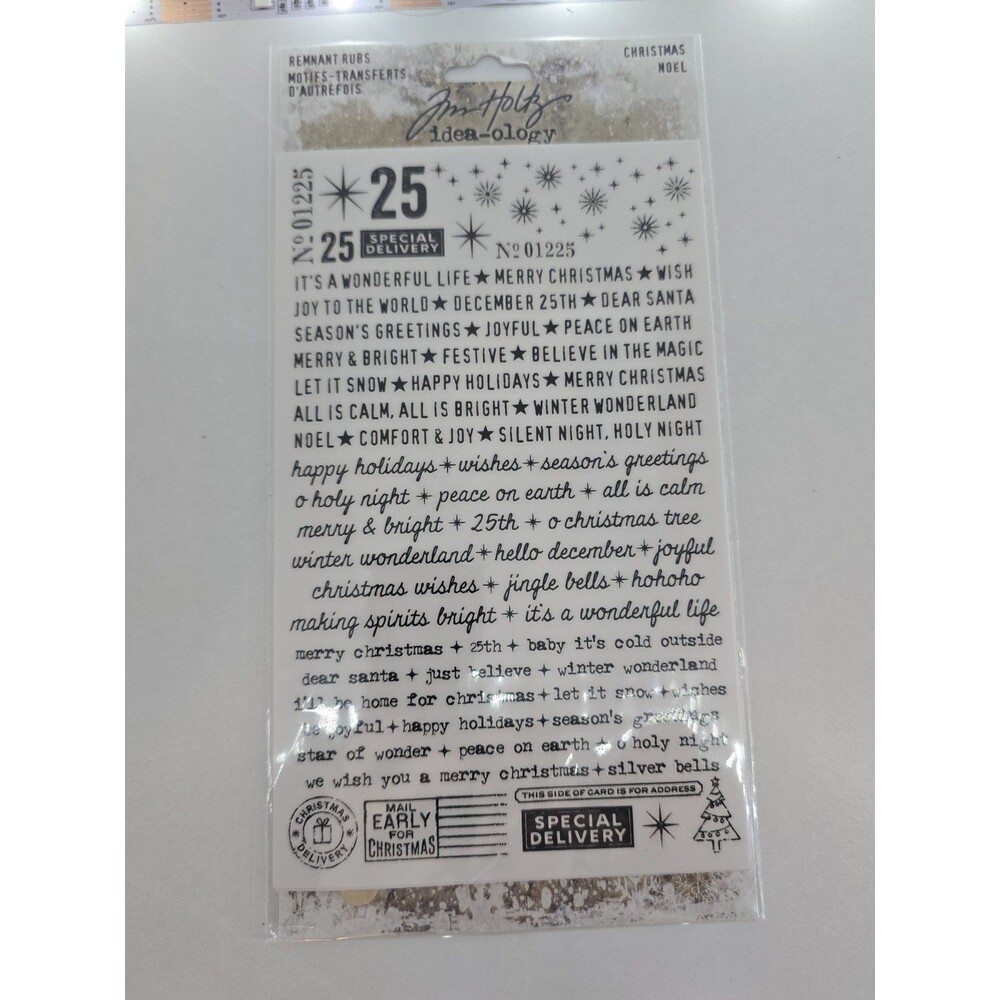 Tim Holtz Idea-ology Christmas Remnant Rubs Transfers TH93748 Holiday New